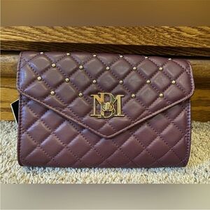 Badgley Mischka Quilted Plum Clutch
